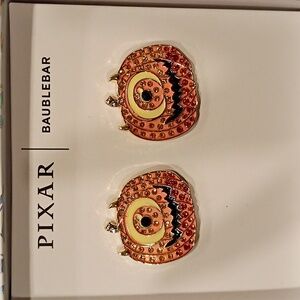 BaubleBar Pixar Monsters Inc Orange Mike Wasowski Pumpkin Earrings Nib Nwt